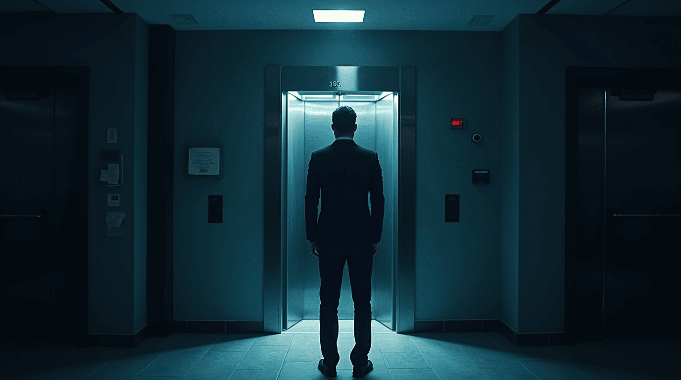 Corporate lobby with revolving door representing employee turnover